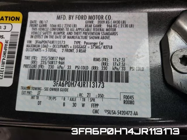 3FA6P0H74JR113173 фото 2