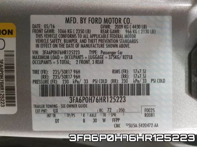 3FA6P0H76HR125223 фото 2