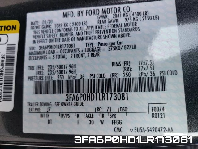 3FA6P0HD1LR173081 фото 2