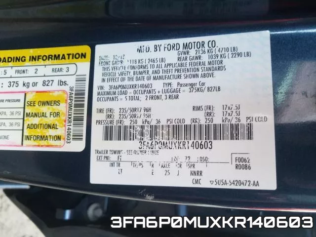 3FA6P0MUXKR140603 фото 2