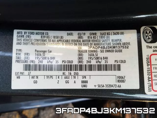 3FADP4BJ3KM137532 фото 2