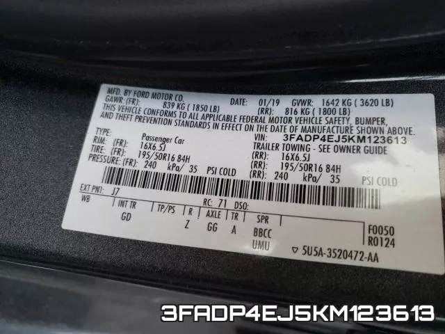 3FADP4EJ5KM123613 фото 2