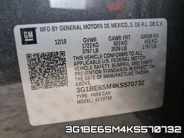 3G1BE6SM4KS570732 фото 2