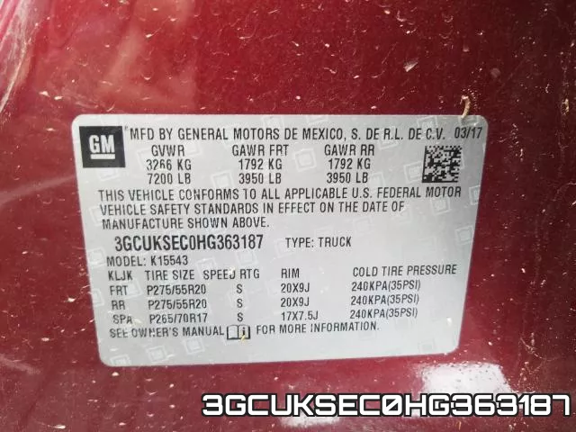 3GCUKSEC0HG363187 фото 2