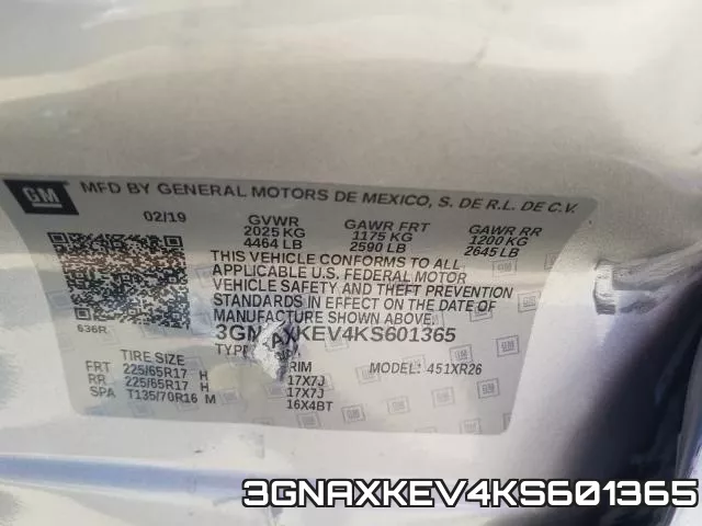 3GNAXKEV4KS601365 фото 2