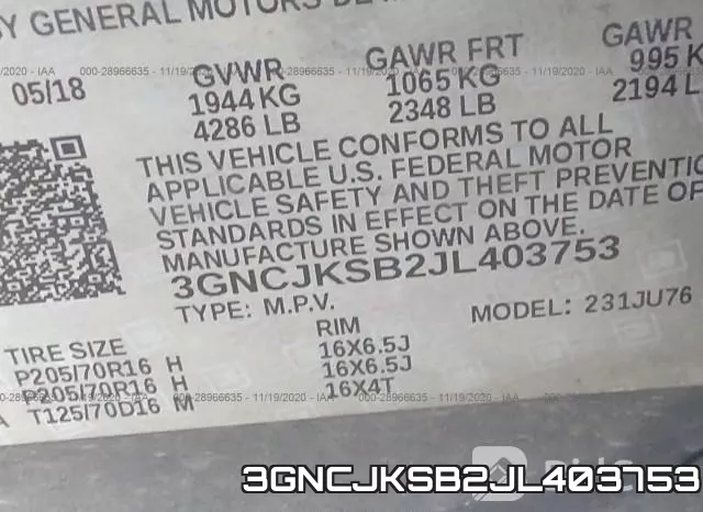 3GNCJKSB2JL403753 фото 10