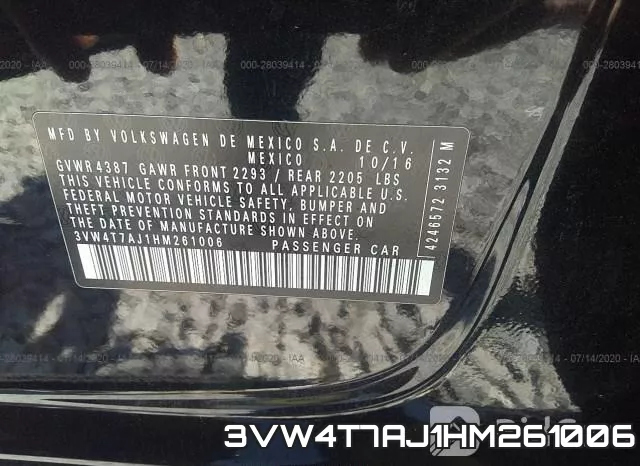 3VW4T7AJ1HM261006 фото 9
