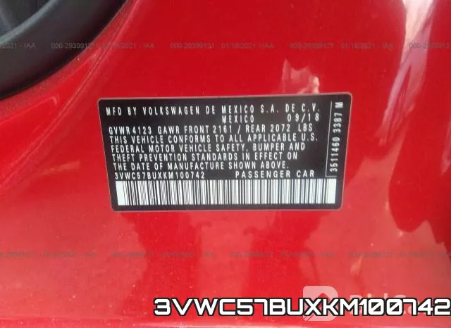 3VWC57BUXKM100742 фото 9
