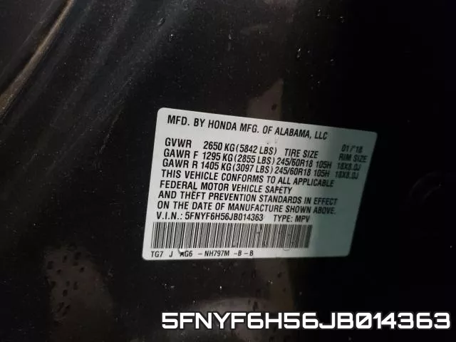 5FNYF6H56JB014363 фото 2
