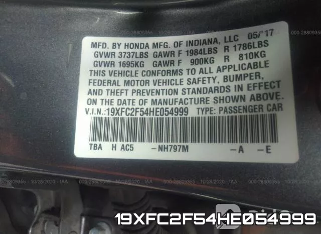 19XFC2F54HE054999 фото 9