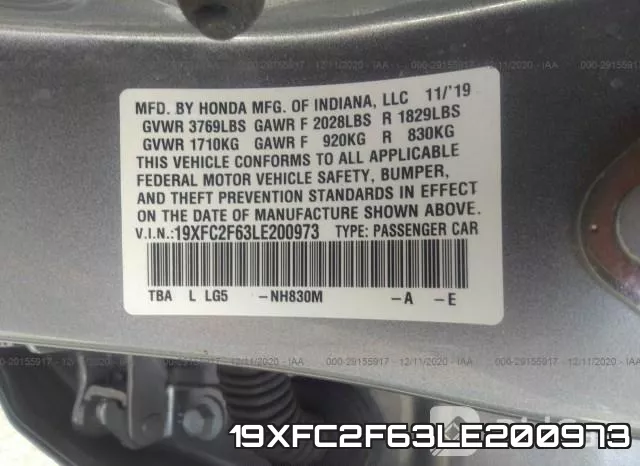 19XFC2F63LE200973 фото 10