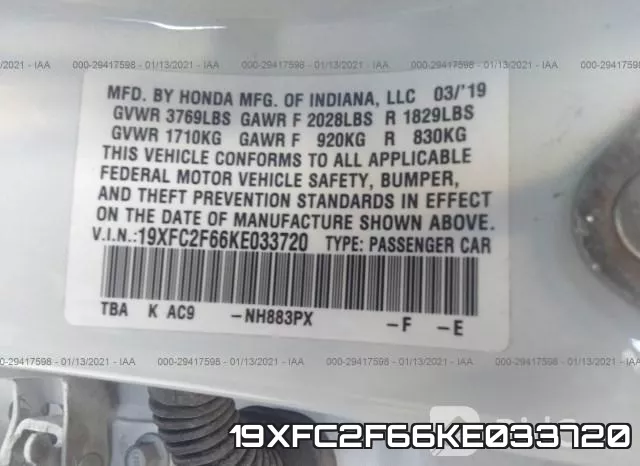 19XFC2F66KE033720 фото 10