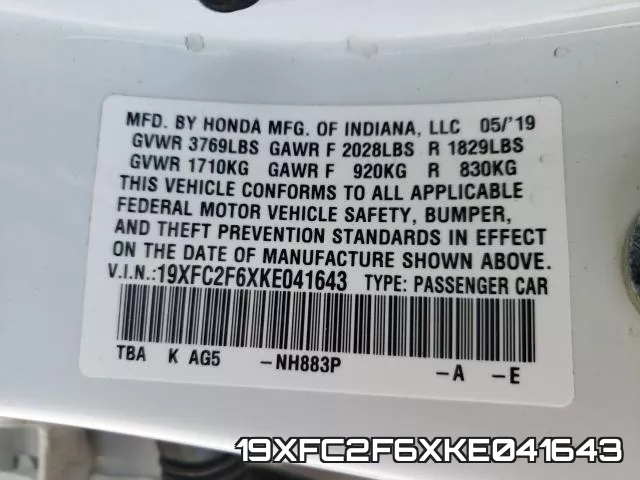 19XFC2F6XKE041643 фото 2