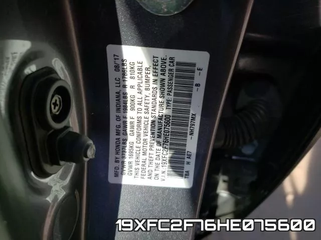 19XFC2F76HE075600 фото 2