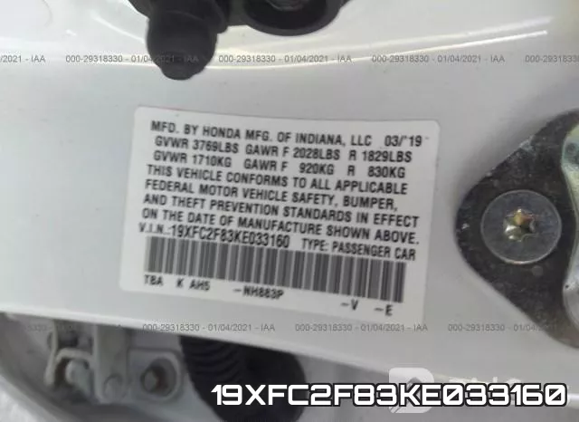 19XFC2F83KE033160 фото 10