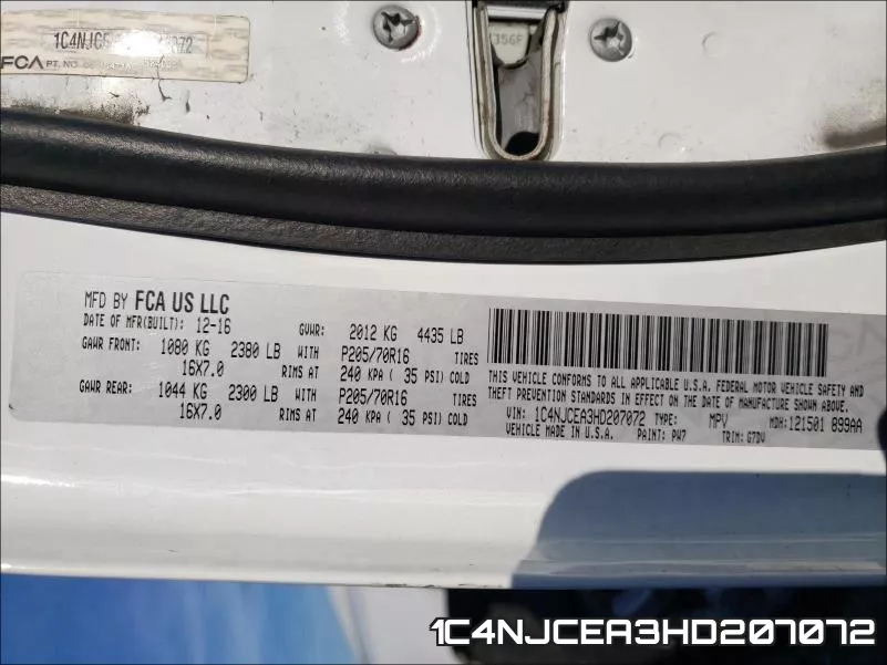 1C4NJCEA3HD207072 фото 2