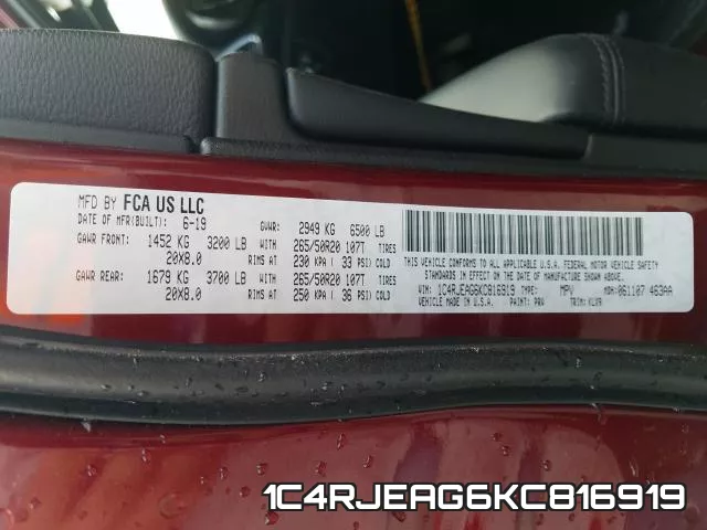 1C4RJEAG6KC816919 фото 2