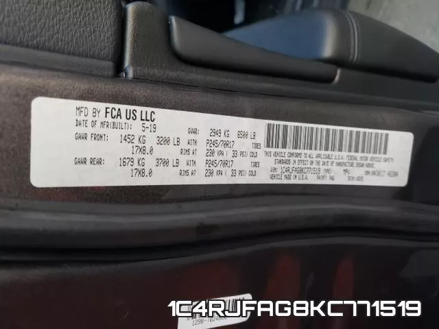 1C4RJFAG8KC771519 фото 2