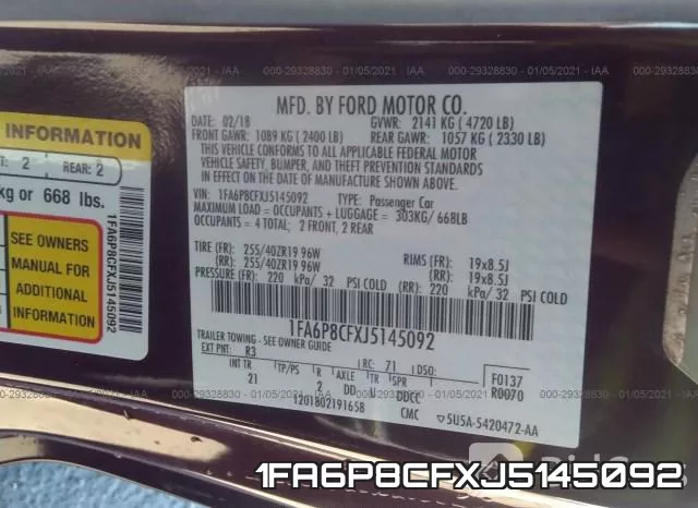 1FA6P8CFXJ5145092 фото 10