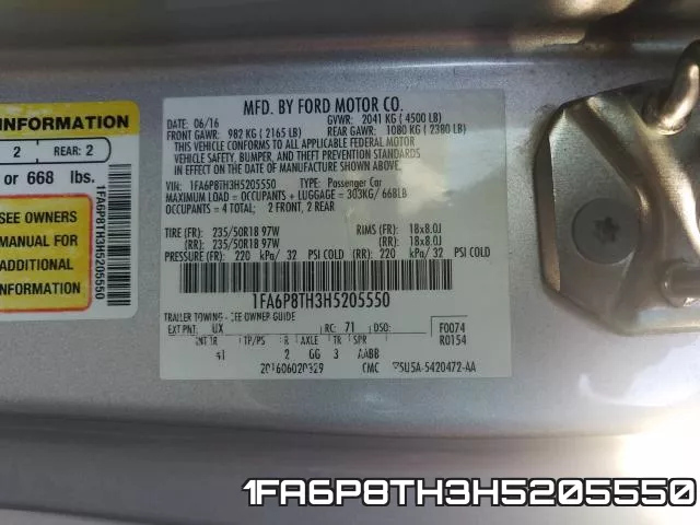 1FA6P8TH3H5205550 фото 2