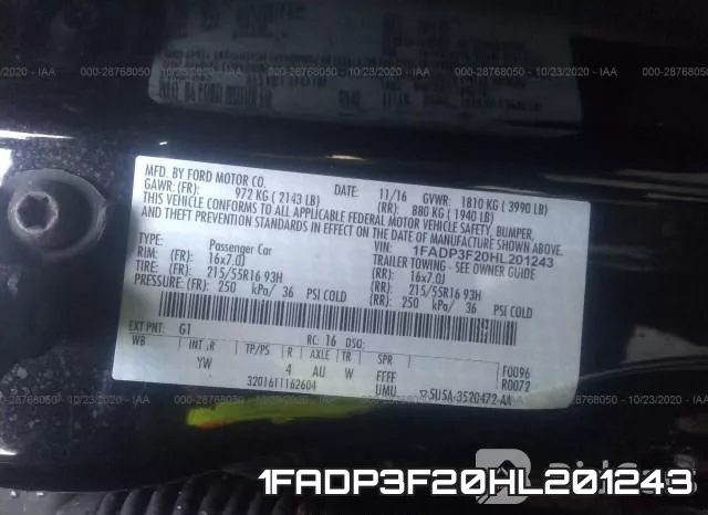 1FADP3F20HL201243 фото 10