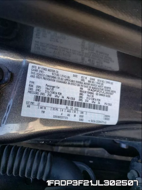 1FADP3F21JL302507 фото 2