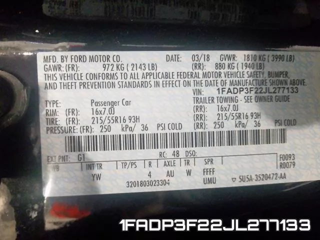 1FADP3F22JL277133 фото 2