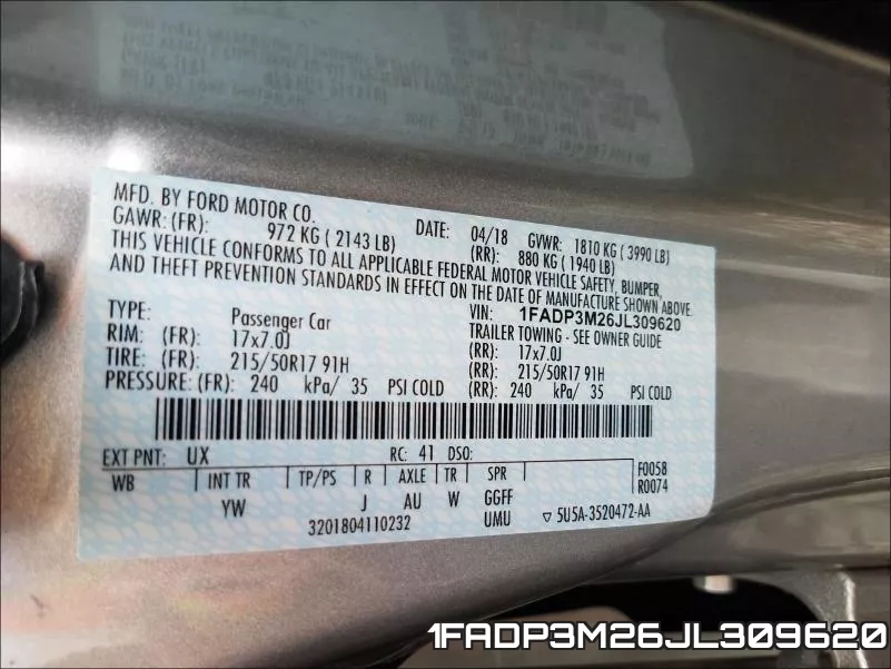 1FADP3M26JL309620 фото 2