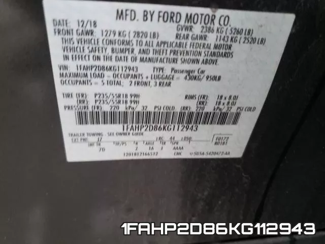 1FAHP2D86KG112943 фото 2