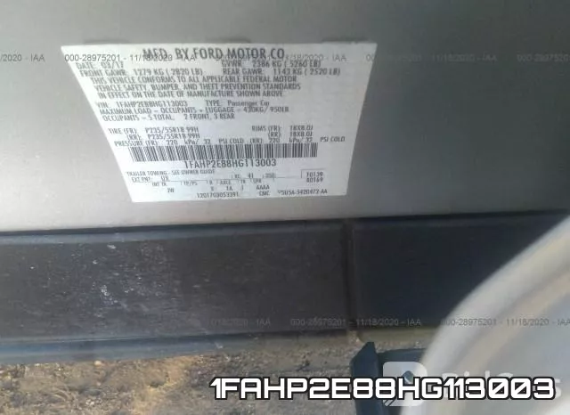 1FAHP2E88HG113003 фото 9