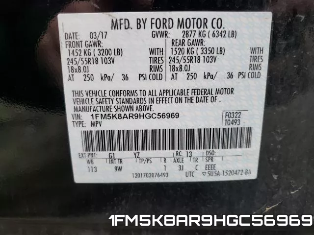 1FM5K8AR9HGC56969 фото 2