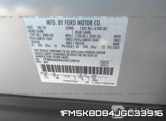 1FM5K8D84JGC33916 фото 9