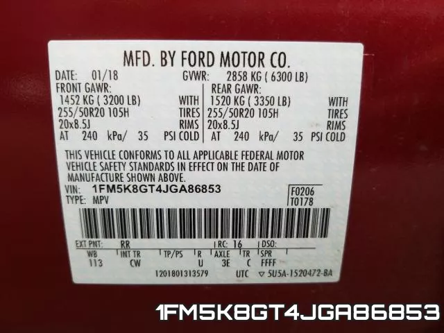 1FM5K8GT4JGA86853 фото 2
