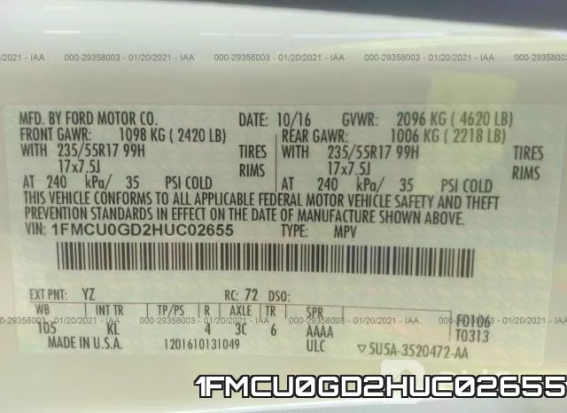 1FMCU0GD2HUC02655 фото 8