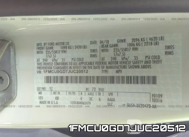 1FMCU0GD7JUC20512 фото 10