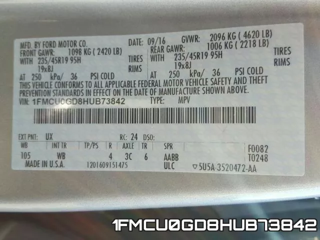 1FMCU0GD8HUB73842 фото 2