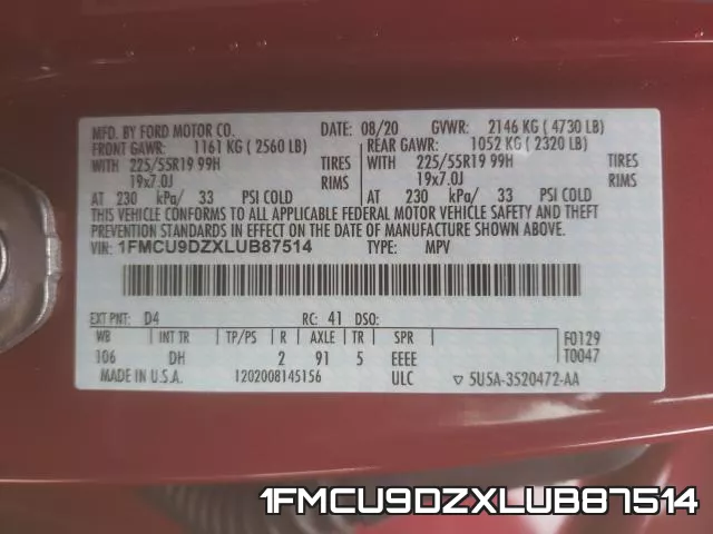 1FMCU9DZXLUB87514 фото 2