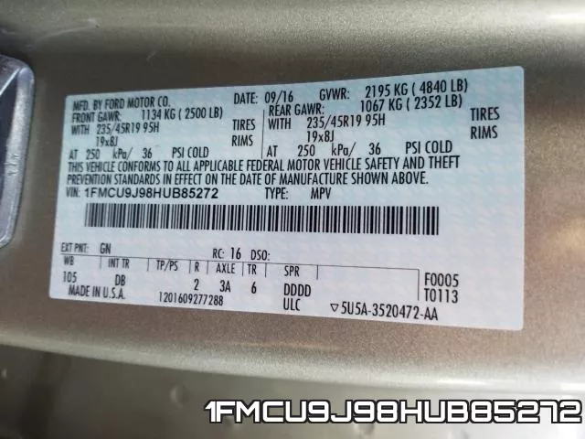 1FMCU9J98HUB85272 фото 2