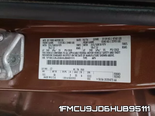 1FMCU9JD6HUB95111 фото 2