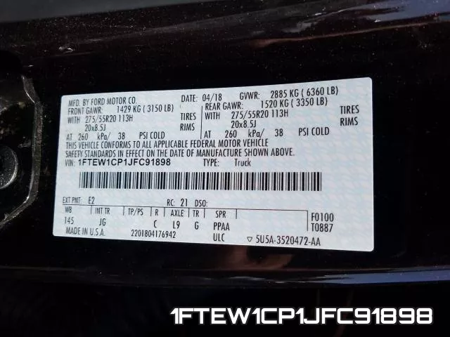1FTEW1CP1JFC91898 фото 2