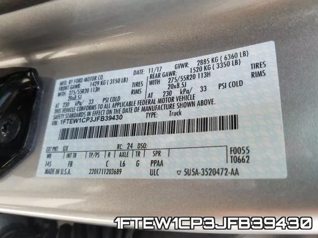 1FTEW1CP3JFB39430 фото 2