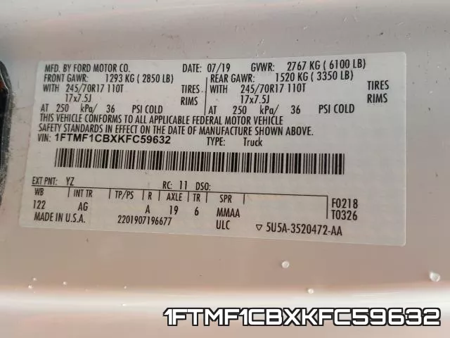 1FTMF1CBXKFC59632 фото 2