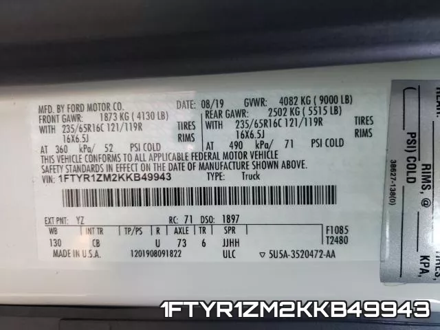1FTYR1ZM2KKB49943 фото 2