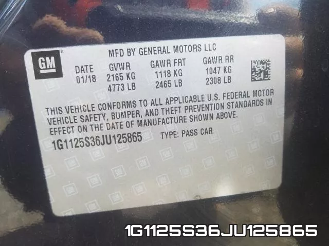 1G1125S36JU125865 фото 2
