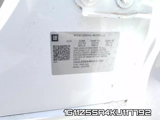 1G11Z5SA4KU117792 фото 2