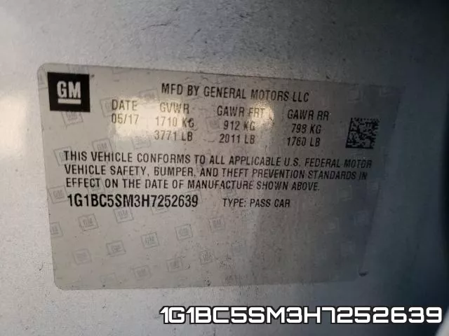 1G1BC5SM3H7252639 фото 2