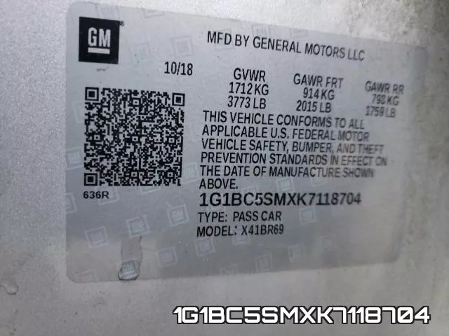 1G1BC5SMXK7118704 фото 2