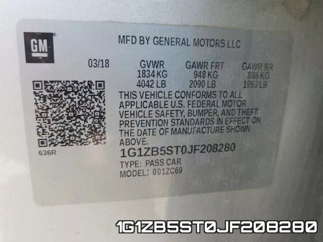 1G1ZB5ST0JF208280 фото 2