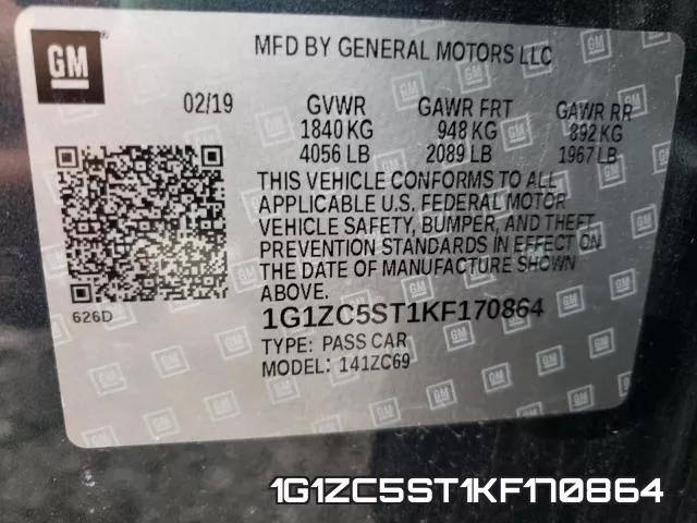 1G1ZC5ST1KF170864 фото 2