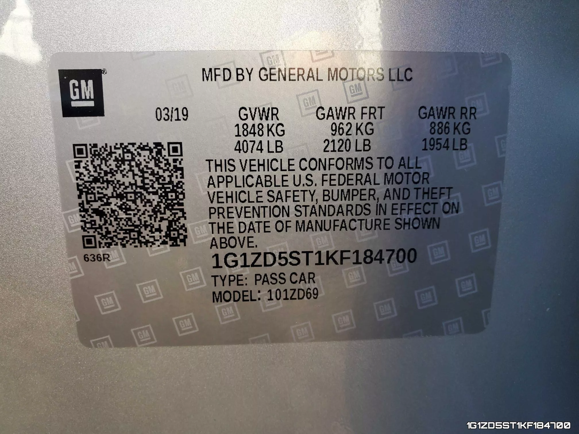 1G1ZD5ST1KF184700 фото 2